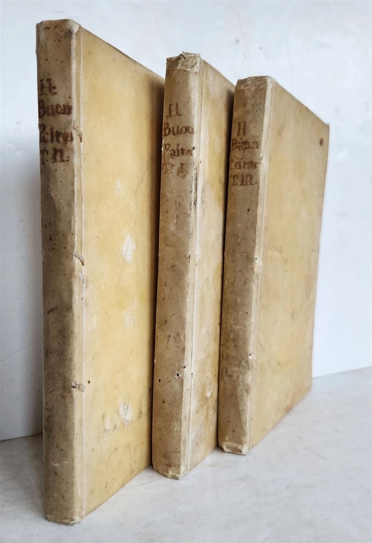 1783 IL BUON PASTORE by TOMMASO CAMPASTRI 3 VOLUMES antique VELLUM Good Shepherd: Title: 1783 IL BUON PASTORE by TOMMASO CAMPASTRI 3 VOLUMES antique VELLUM Good Shepherd Description: IL BUON PASTORE (Good Shepherd) OPERA by TOMMASO CAMPASTRI In Firenze; 1783 3 volumes, complete set