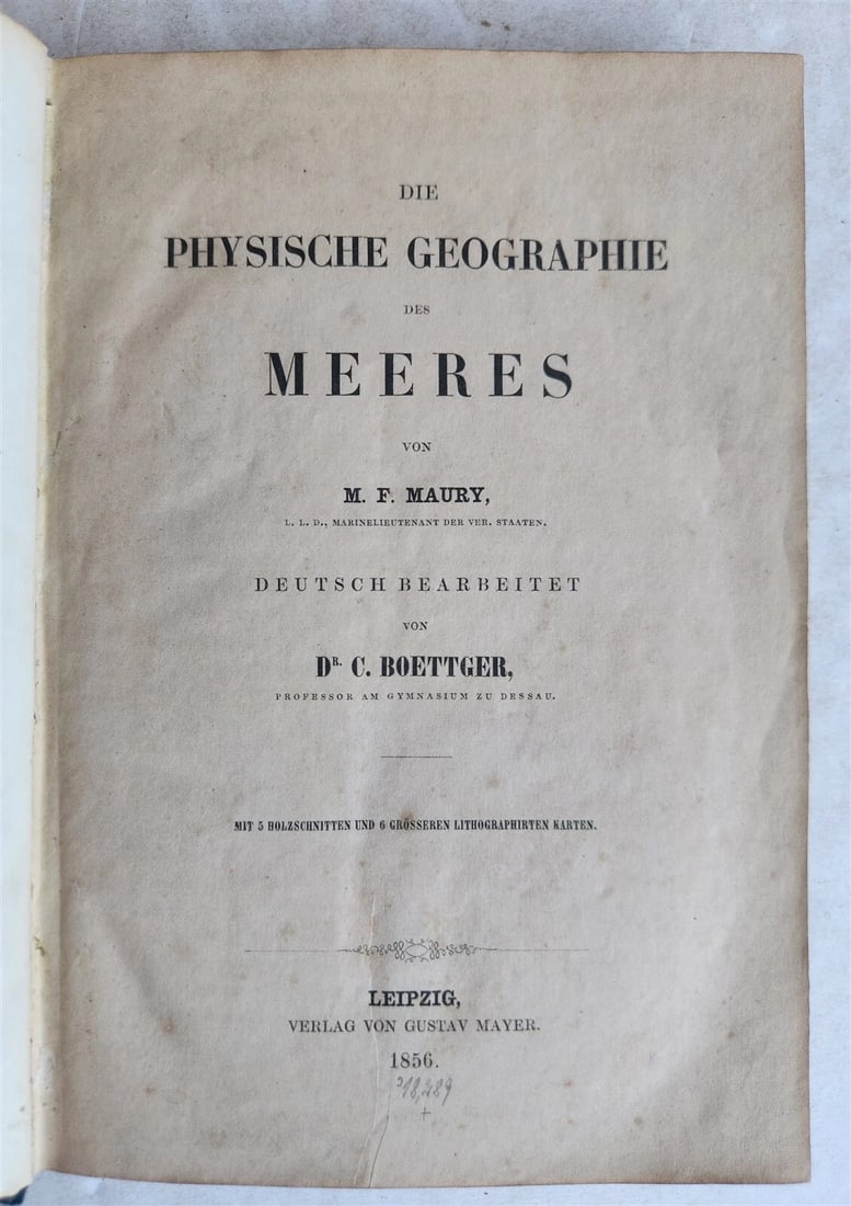 1856 PHYSICAL GEOGRAPHY of the SEA antique ILLUSTRATED w/MAPS in GERMAN (1 of 12)