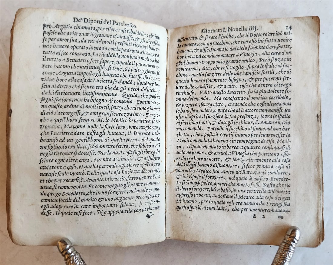 1586 GLI DIPORTI by Girolamo Parabosco antique 16th CENTURY VELLUM BOUND ITALIAN - 7