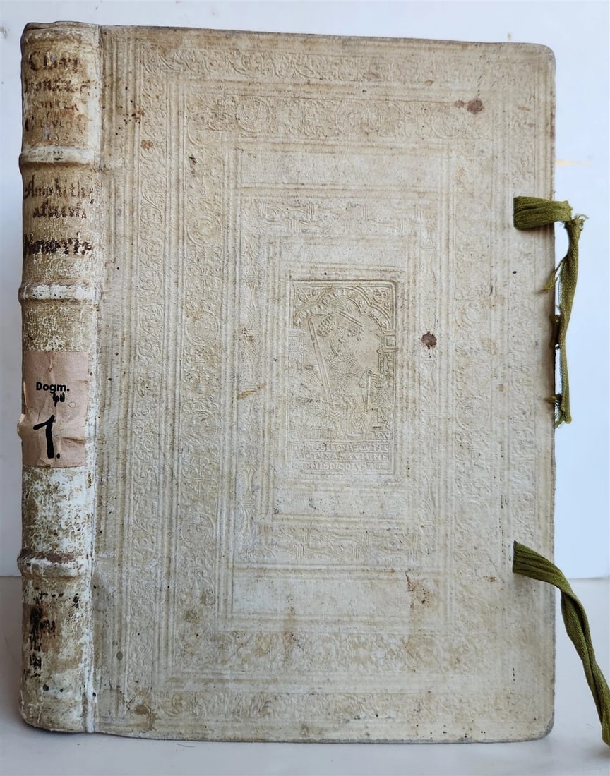 1605 JESUIT DEFENSE AGAINST ATTACKS of CALVINISTS antique PIGSKIN BINDING (1 of 9)