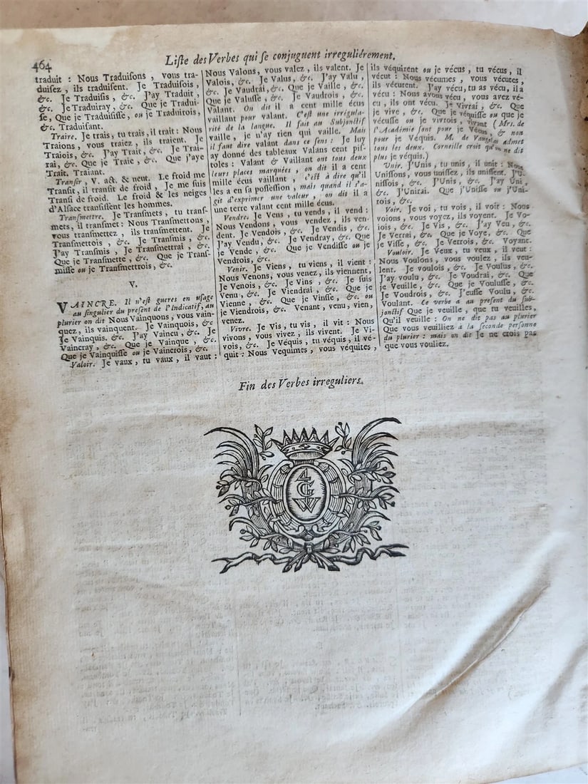 1710 LATIN FRENCH DICTIONARY antique w/ BLIND STAMPED VELLUM BINDING - 10