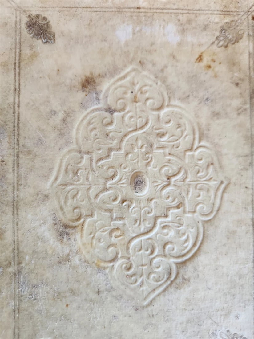 1710 LATIN FRENCH DICTIONARY antique w/ BLIND STAMPED VELLUM BINDING - 3