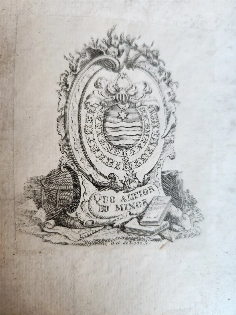 1710 LATIN FRENCH DICTIONARY antique w/ BLIND STAMPED VELLUM BINDING - 5