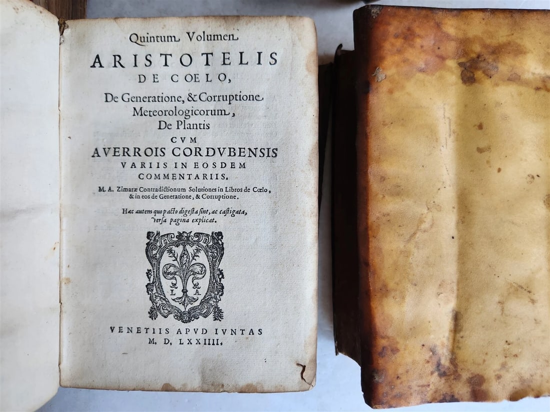 1574 ARISTOTLE 6 VOLS SET ILLUSTRATED antique VELLUM BINDINGS MANUSCRIPT SPINES - 4