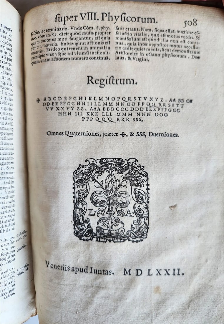 1574 ARISTOTLE 6 VOLS SET ILLUSTRATED antique VELLUM BINDINGS MANUSCRIPT SPINES - 7