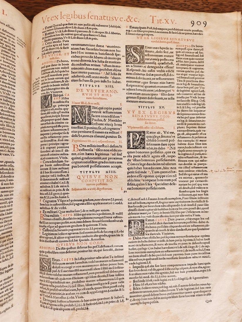 1556 LAW BOOK Corpus Juris Civilis PANDECTARUM antique MASSIVE FOLIO vellum - 13