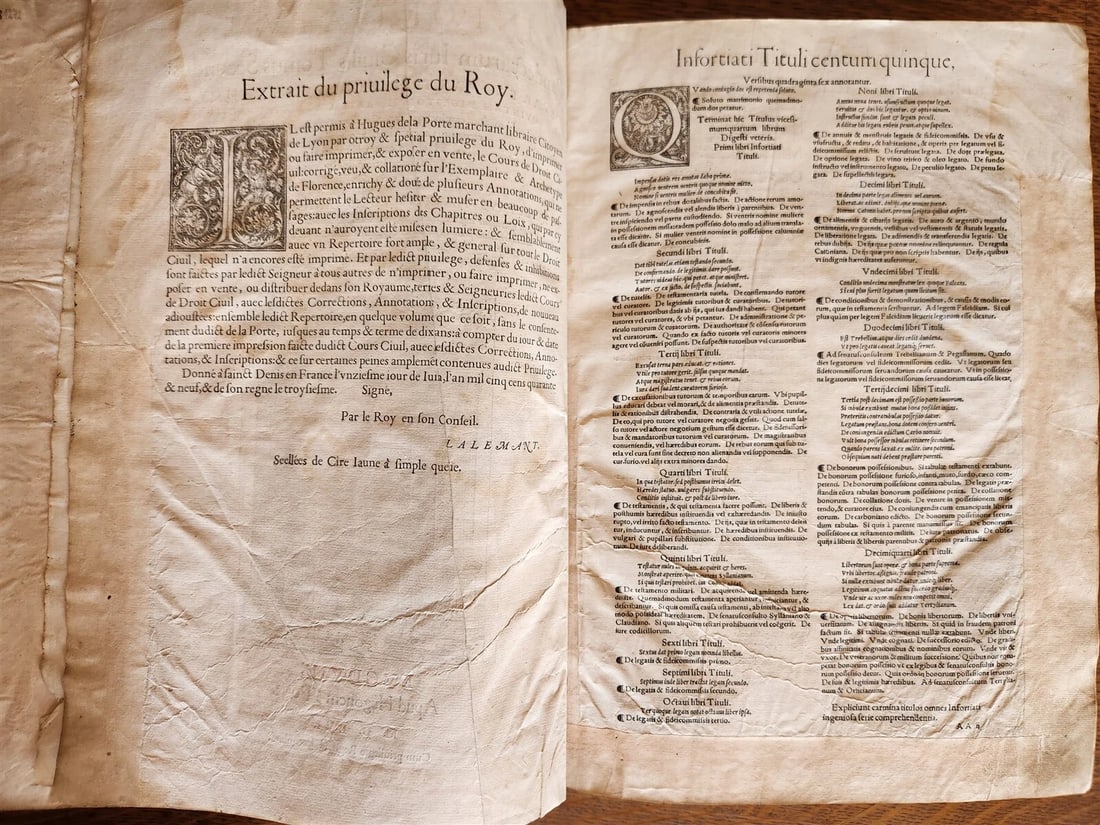 1556 LAW BOOK Corpus Juris Civilis PANDECTARUM antique MASSIVE FOLIO vellum - 5