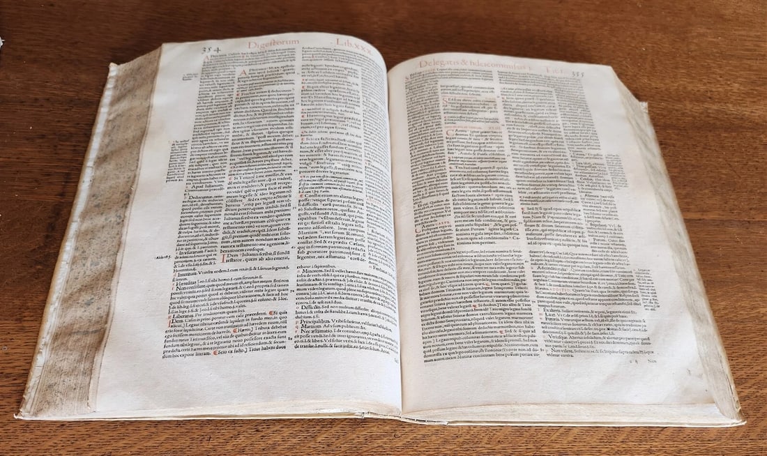 1556 LAW BOOK Corpus Juris Civilis PANDECTARUM antique MASSIVE FOLIO vellum - 7