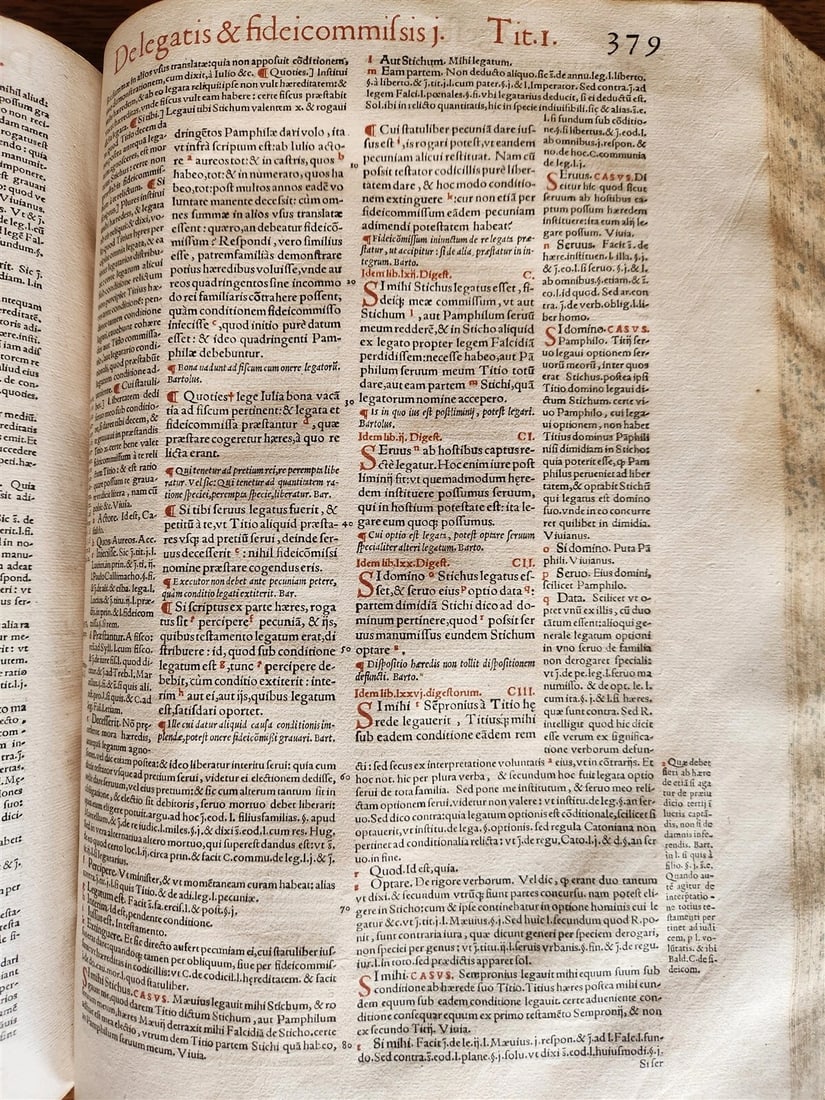 1556 LAW BOOK Corpus Juris Civilis PANDECTARUM antique MASSIVE FOLIO vellum - 8