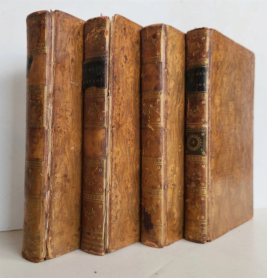 1785-86 VOYAGE of CAPTAIN COOK 4 vols ILLUSTRATED w/ 48 PLATES antique ENGLISH (1 of 15)