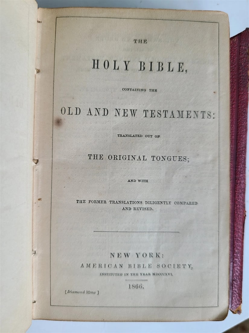 1866 BIBLE in ENGLISH ANTIQUE OLD & NEW TESTAMENTS Americana WALLET STYLE - 4