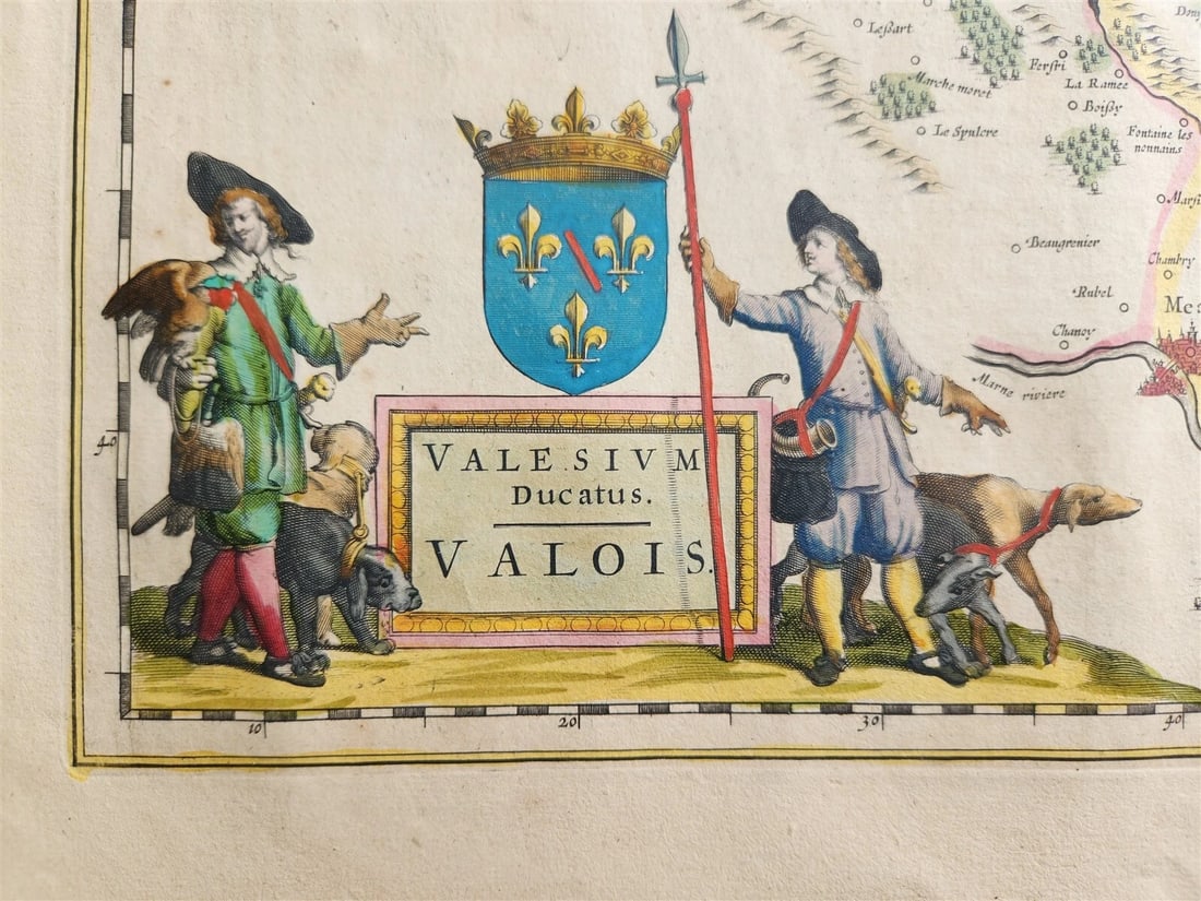 1640 MAP of DUCATUS VALOIS FRANCE by WILLEM BLAEU antique AUTHENTIC hand colored (1 of 4)