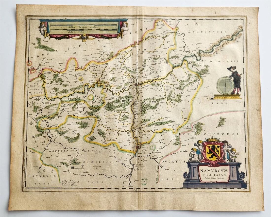1640 MAP of Namur BELGIUM by WILLEM BLAEU antique AUTHENTIC hand colored (1 of 5)