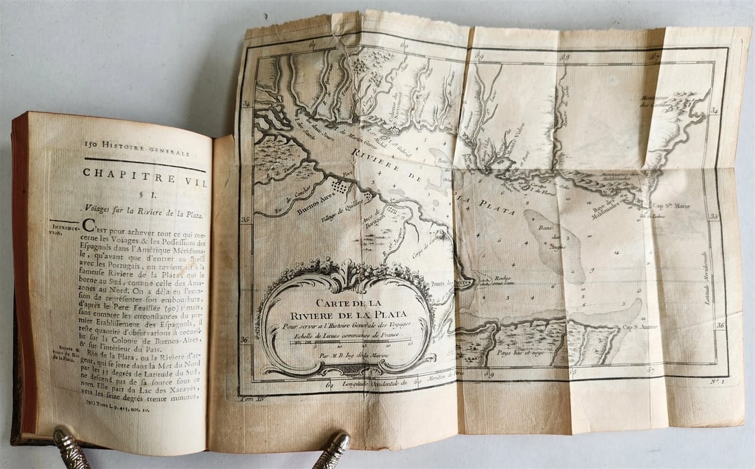 1758 HISTOIRE des VOYAGES VOL. 53 antique illustrated AMAZON RIVER - ARGENTINA (1 of 4)