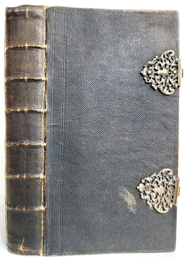 1771 BIBLE in GERMAN STINGRAY BINDING w/SILVER CLASPS antique ILLUSTRATED ZURICH (1 of 15)
