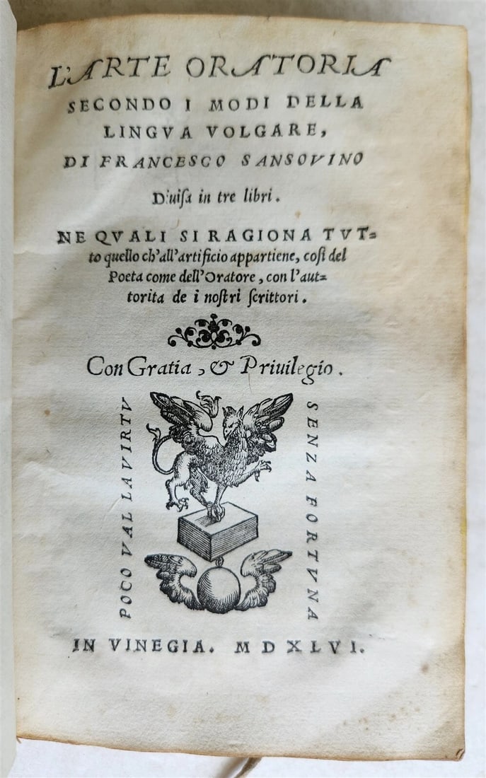 1546 ART of ORATORY by FRANCESCO SANSOVINO antique 16th CENTURY in Italian (1 of 8)