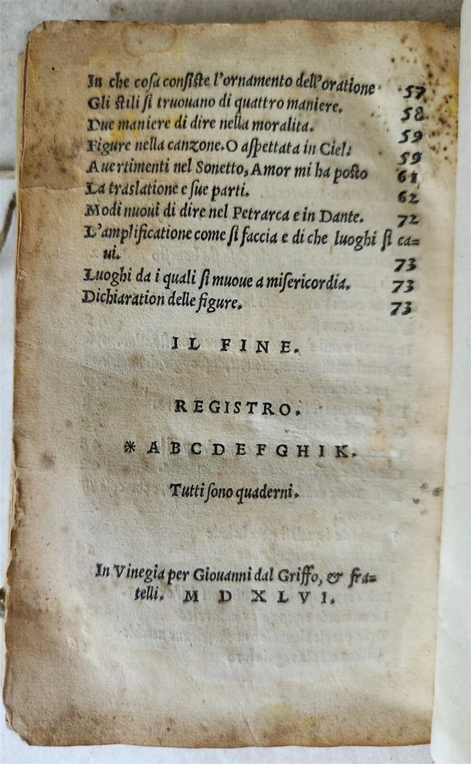 1546 ART of ORATORY by FRANCESCO SANSOVINO antique 16th CENTURY in Italian - 4