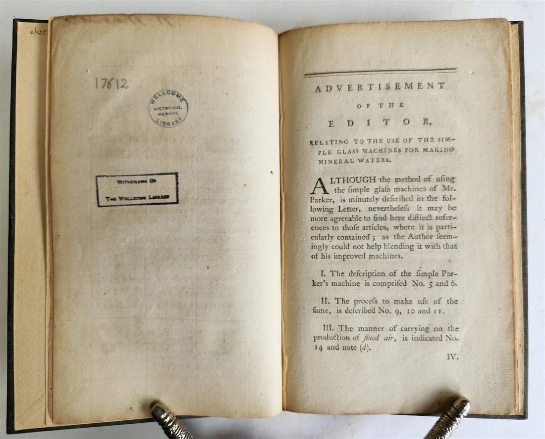 1777 DESCRIPTION of a GLASS APPARATUS for MAKING MINERAL WATER antique RARE - 4