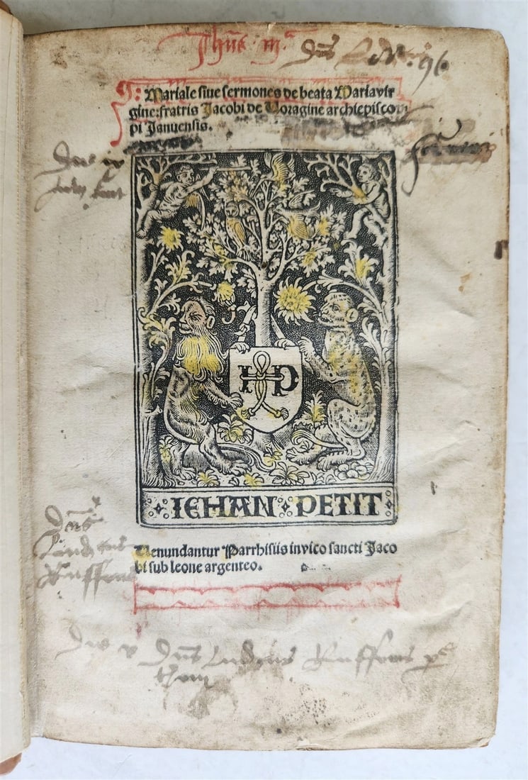1503 POST-INCUNABULA Jacobus de Voragine MARIALE SERMONS antique Jehan Petit (1 of 15)