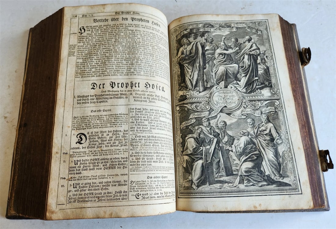 1788 BIBLE in GERMAN ILLUSTRATED antique MASSIVE PIGSKIN BOUND FOILIO - 13