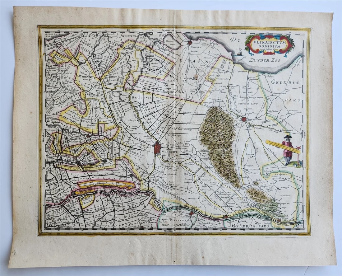 1640 UTRECHT NETHERLANDS MAP by WILLEM BLAEU antique AUTHENTIC hand colored (1 of 5)