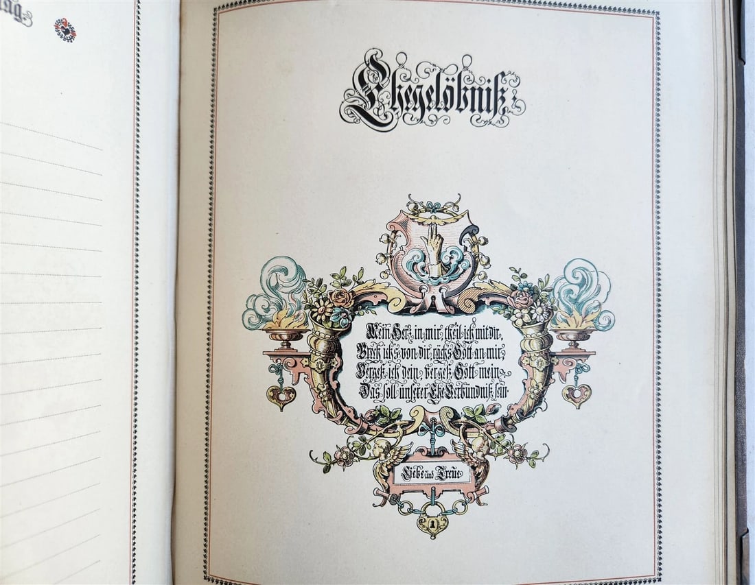 1890 FAMILY CHRONICLE w/ AMAZING BLIND-STAMPED LEATHER BINDING antique - 14