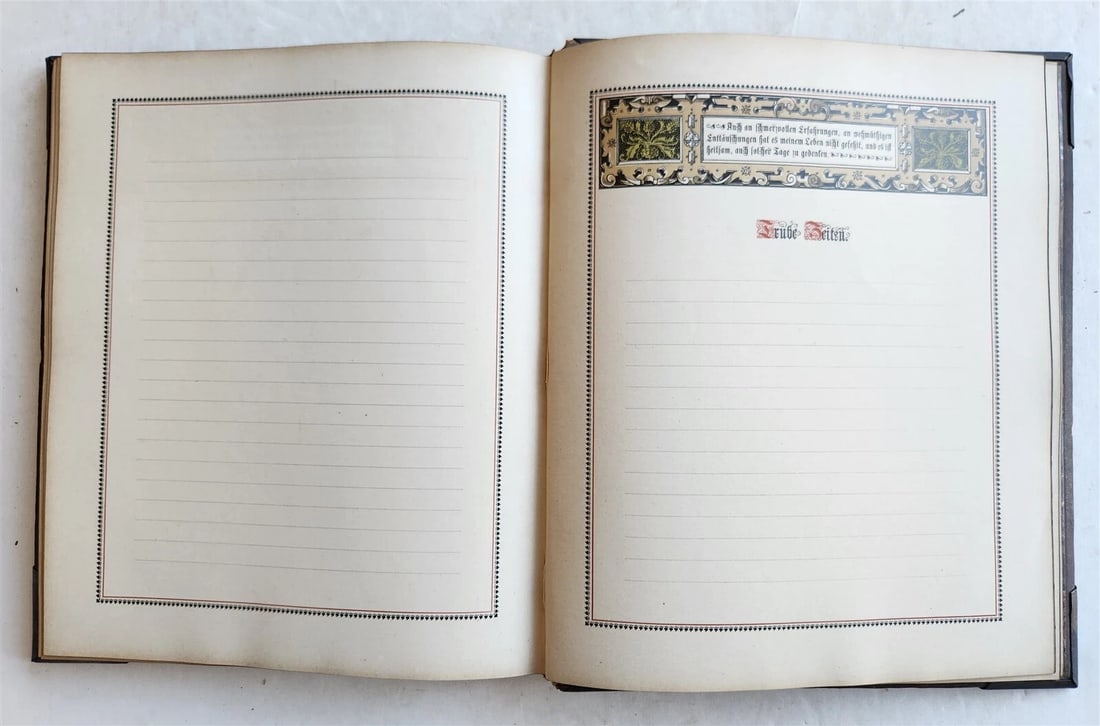 1890 FAMILY CHRONICLE w/ AMAZING BLIND-STAMPED LEATHER BINDING antique - 9