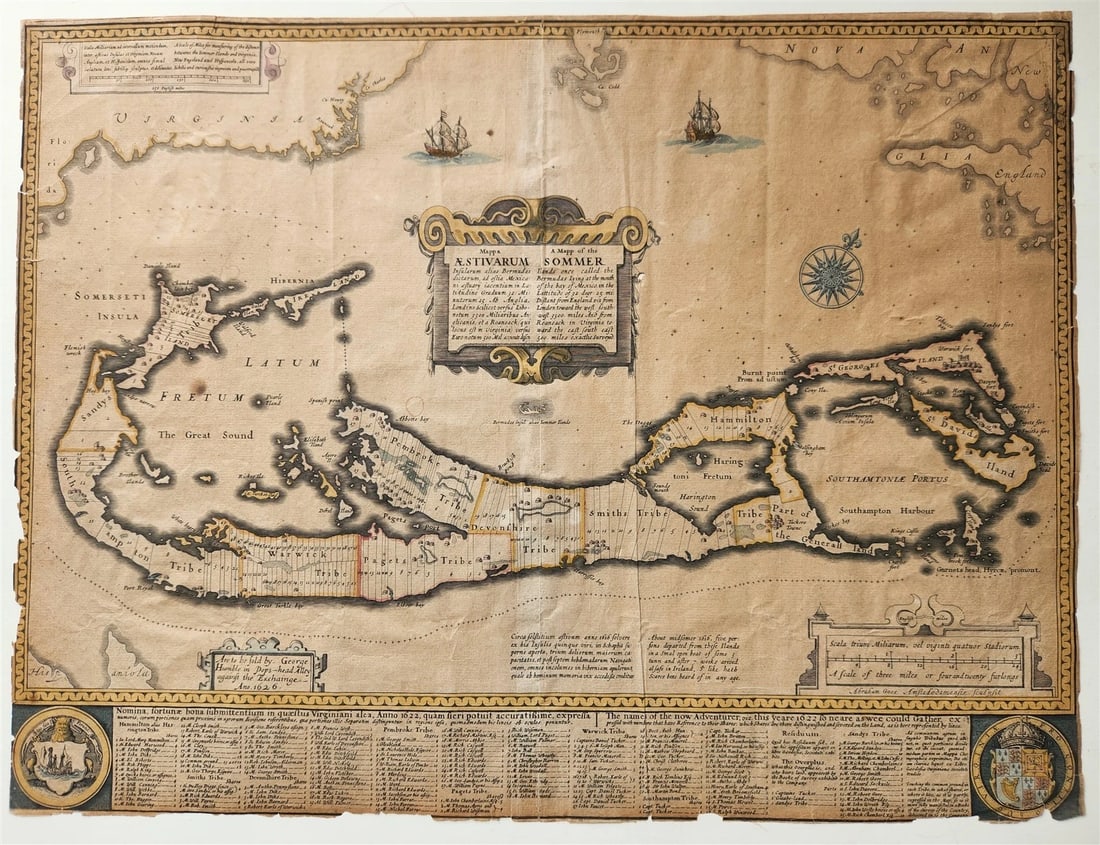 1626 BERMUDA MAP of SUMMER ISLANDS Isle of Devils antique LONDON JOHN SPEED (1 of 7)