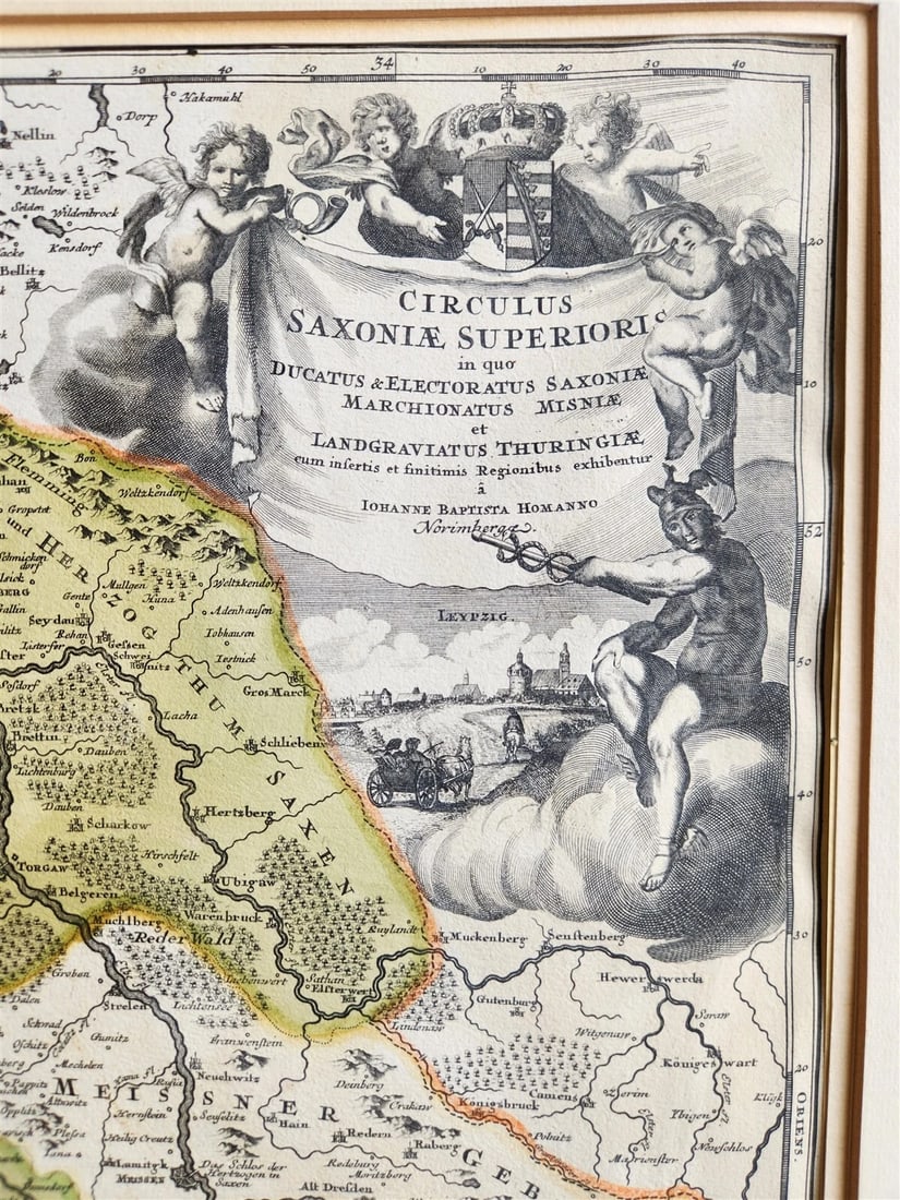 1720s MAP of GERMANY SAXONY by J.B.HOMANN antique AUTHENTIC hand colored (1 of 6)