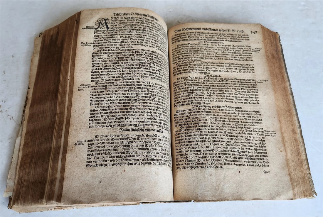 1567 COLLOQVIA by MARTIN LUTHER antique PIGSKIN BOUND FOILIO - 10