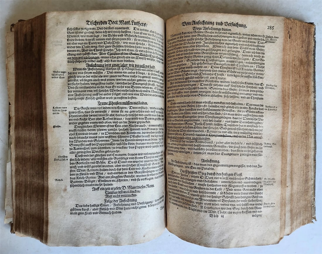1567 COLLOQVIA by MARTIN LUTHER antique PIGSKIN BOUND FOILIO - 13