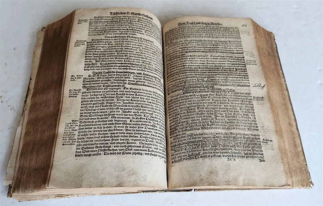 1567 COLLOQVIA by MARTIN LUTHER antique PIGSKIN BOUND FOILIO - 8