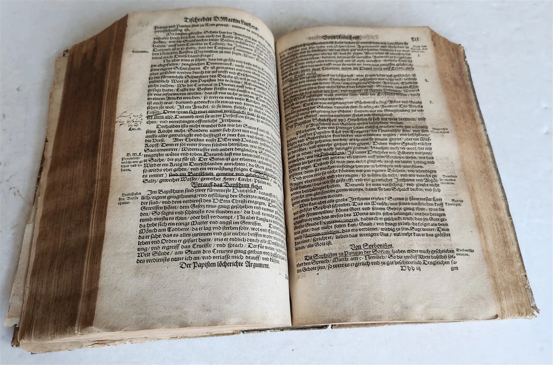 1567 COLLOQVIA by MARTIN LUTHER antique PIGSKIN BOUND FOILIO - 9