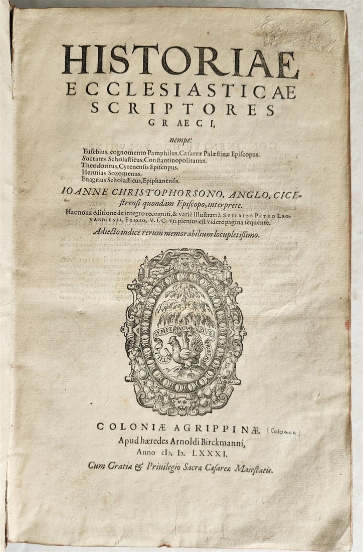 1581 HISTORIAE ECCLESIASTICAE SCRIPTORE GRAECI antique VELLUM BOUND FOLIO 16th C - 2