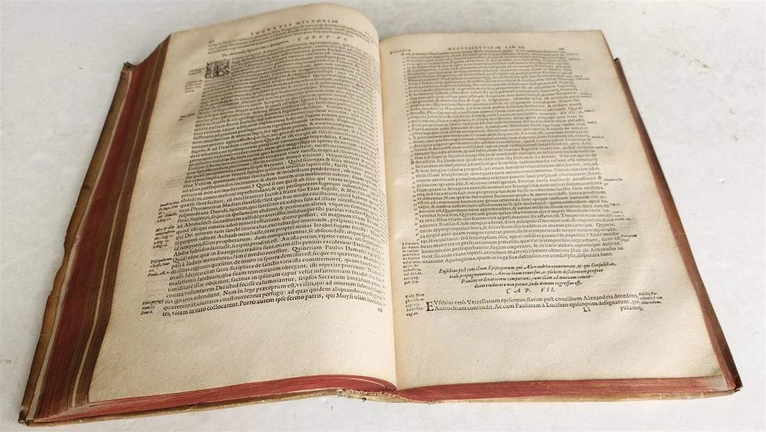 1581 HISTORIAE ECCLESIASTICAE SCRIPTORE GRAECI antique VELLUM BOUND FOLIO 16th C - 4