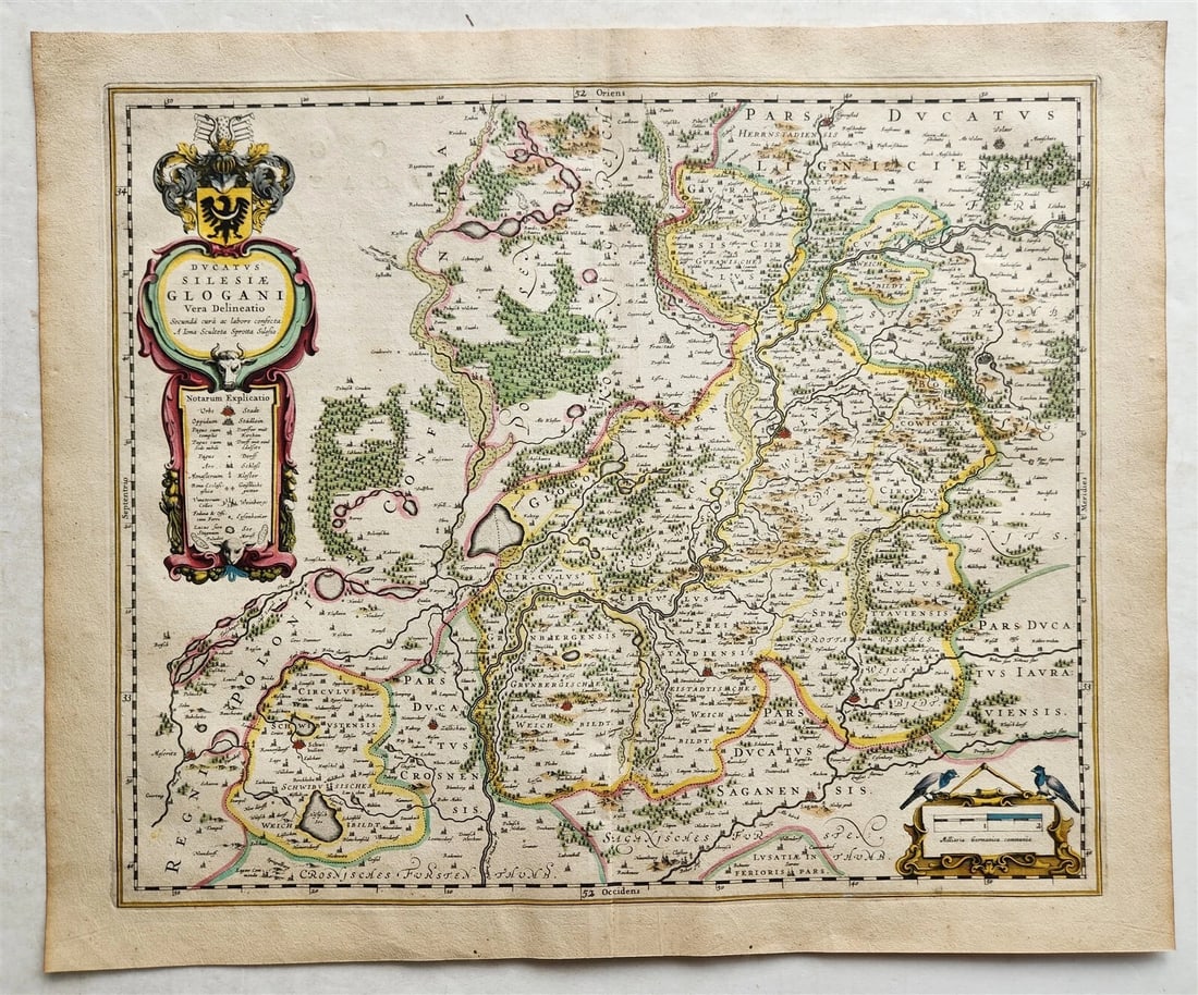 1640 MAP of GERMANY POLAND GLOGOW SILESIA by WILLEM BLAEU antique AUTHENTIC (1 of 4)