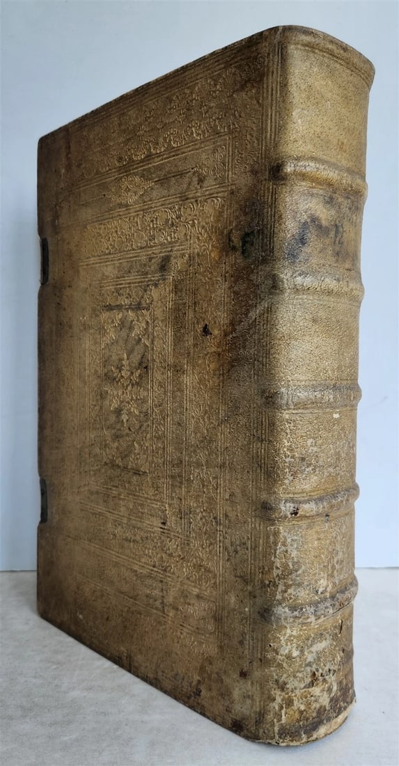 1720 COMMENTARIA in duodecim PROPHETAS MINORES PIGSKIN BOUND FOLIO antique (1 of 11)