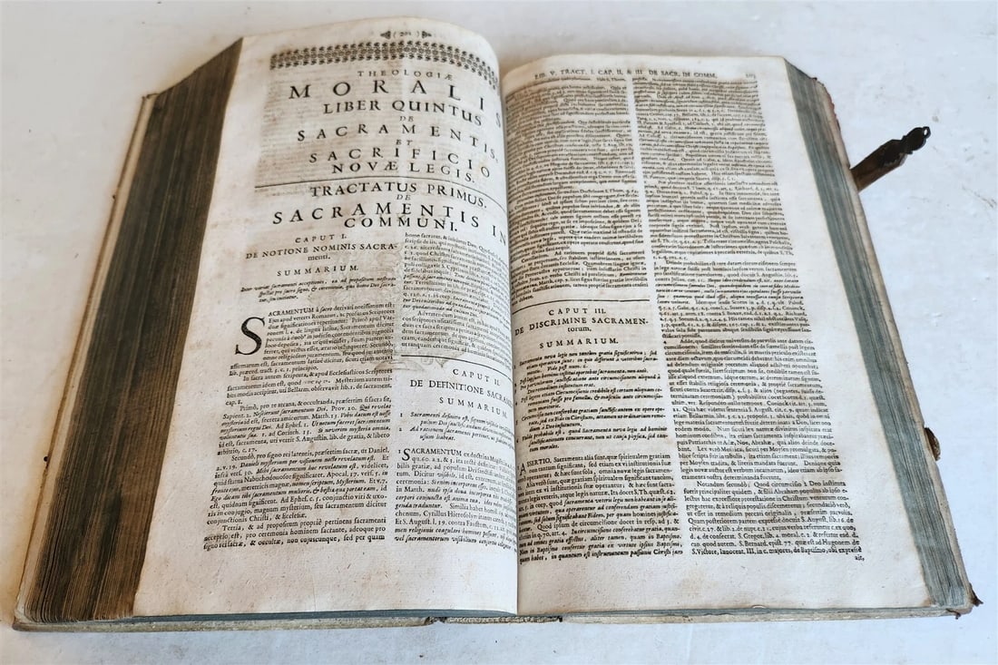 1709 THEOLOGY by PAUL LAYMANN antique BLIND STAMPED PIGSKIN BOUND FOLIO - 11