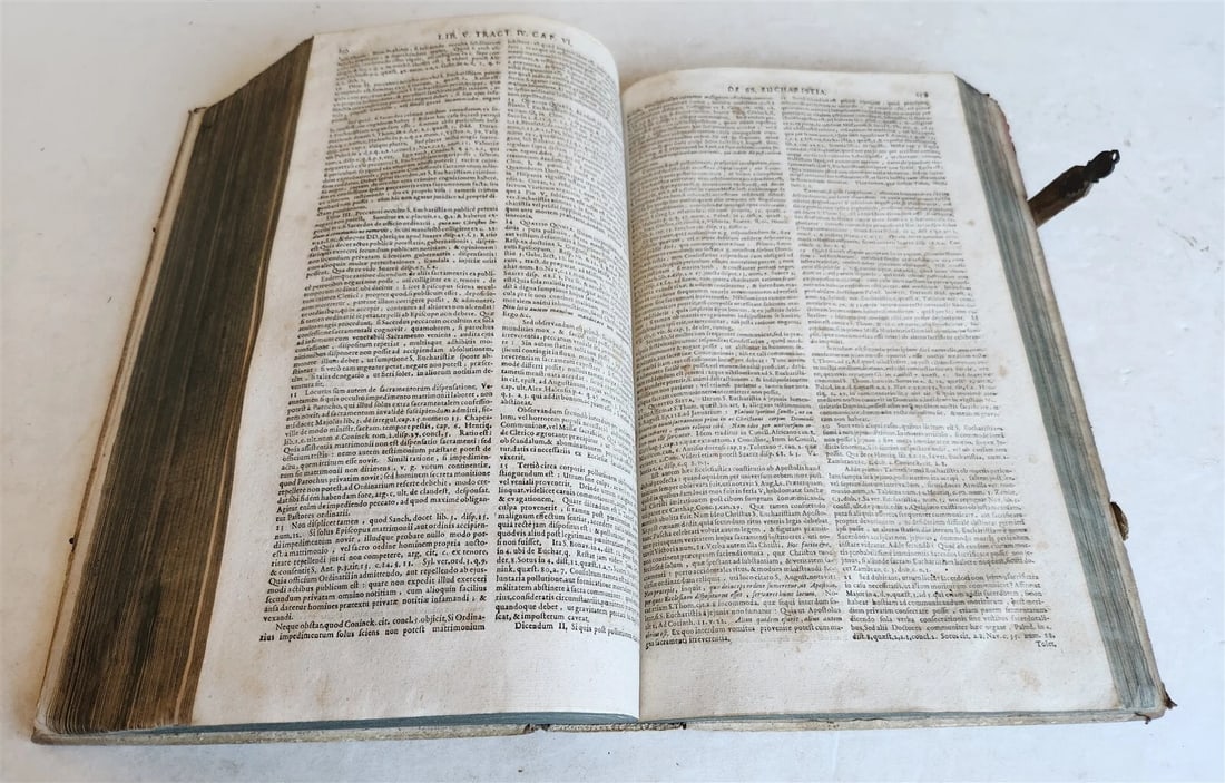 1709 THEOLOGY by PAUL LAYMANN antique BLIND STAMPED PIGSKIN BOUND FOLIO - 12