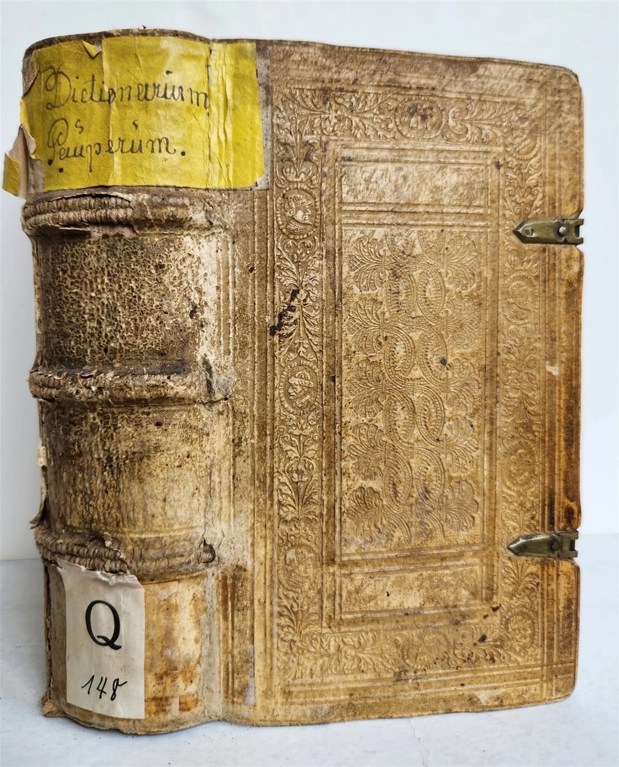 1600 DICTIONARIUM PAUPERUM antique PIGSKIN BOUND Summa de Abstinentia 16th CENT. (1 of 10)