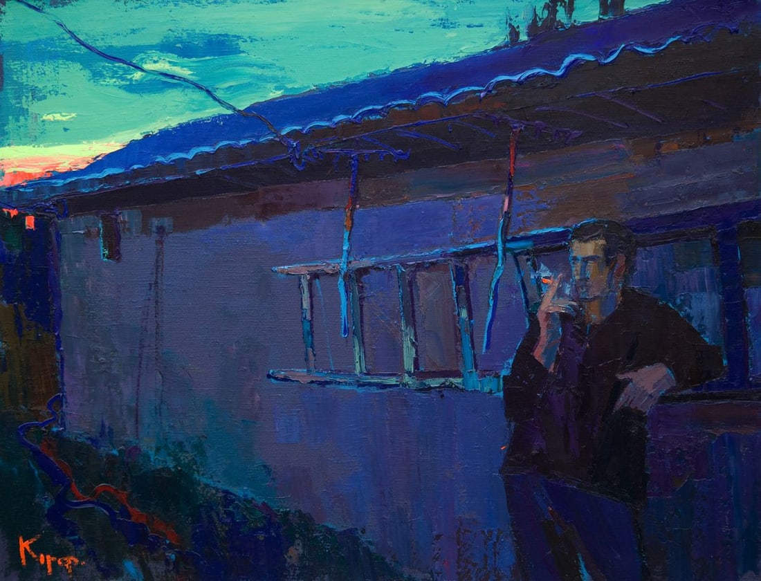 Oil painting Evening at home Natalia Korf-Ivaniuk (1 of 8)