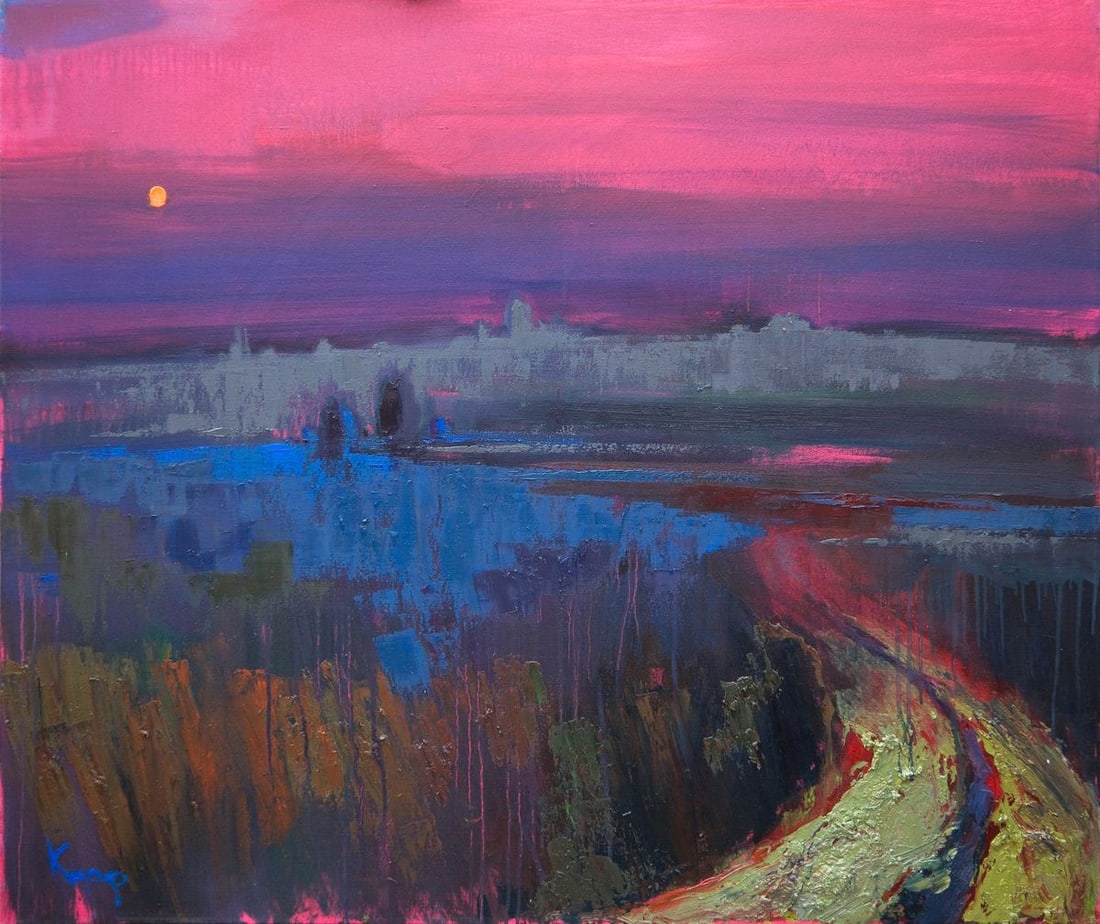 Oil painting Field In The Fog Natalia Korf-Ivaniuk (1 of 8)