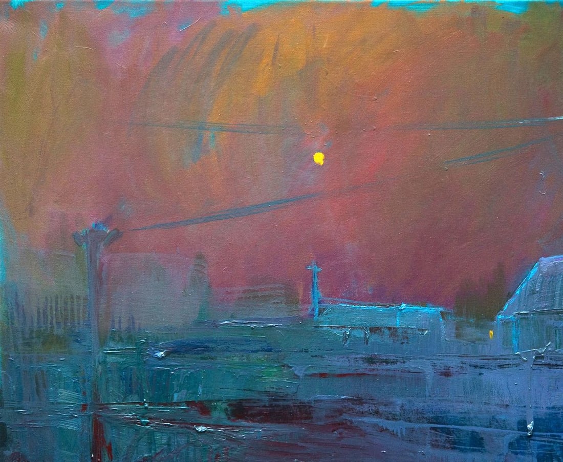 Oil painting Fog over the village Natalia Korf-Ivaniuk - 2