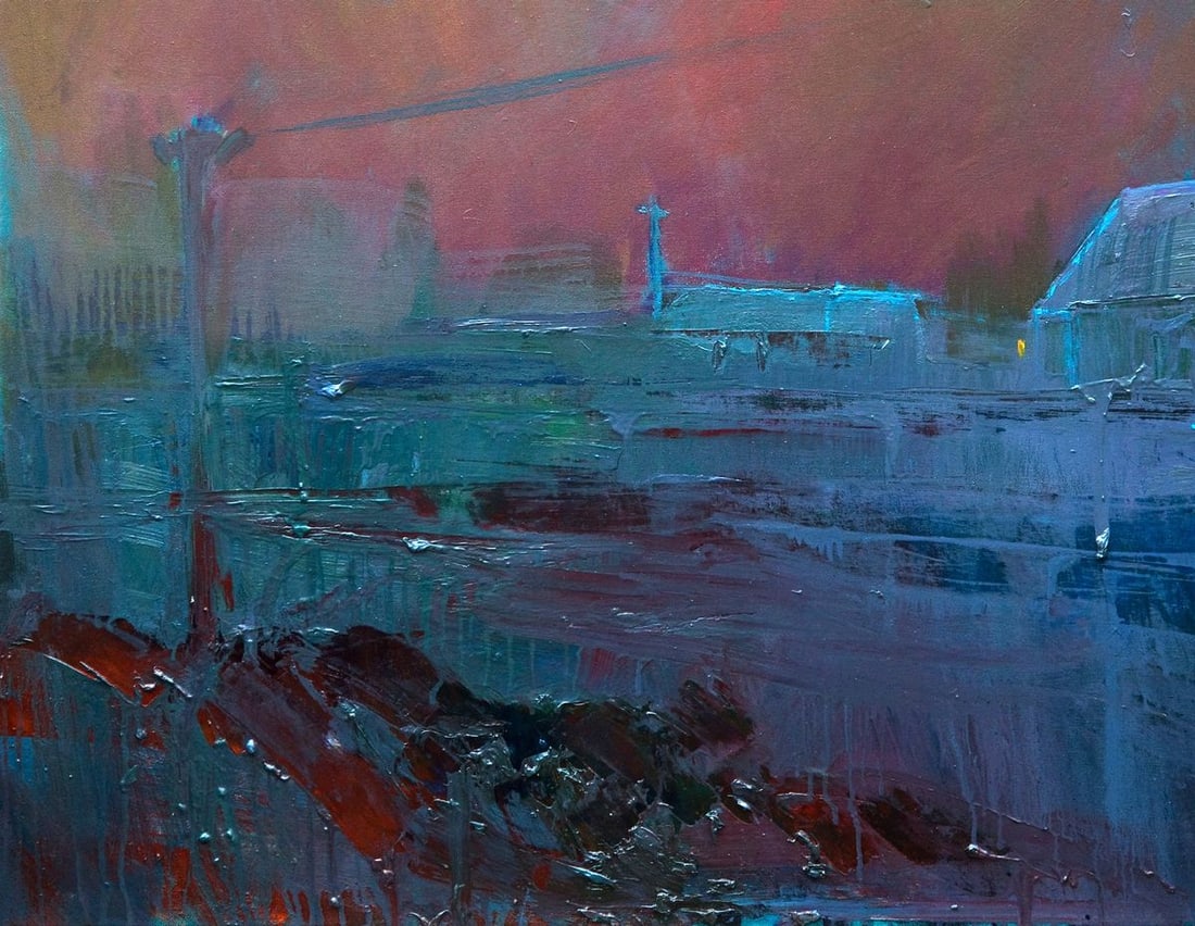 Oil painting Fog over the village Natalia Korf-Ivaniuk - 4