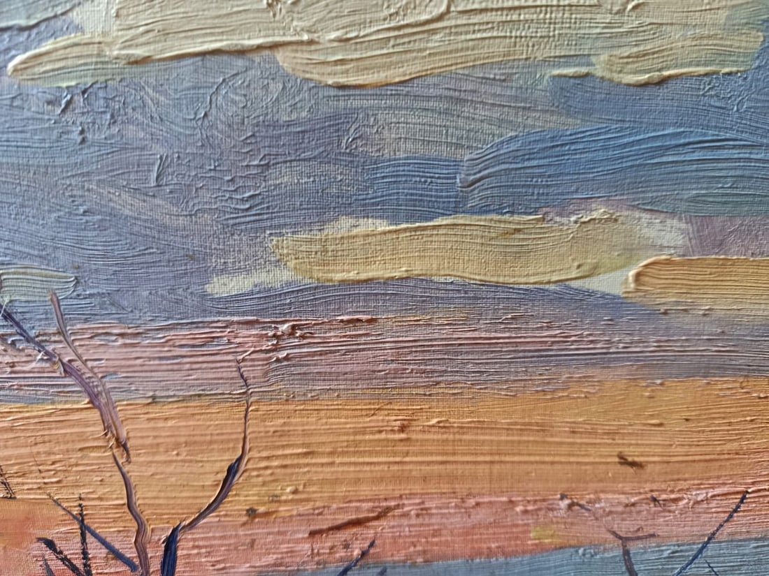 Oil painting Orange sunset over the sea Unknown artist - 4