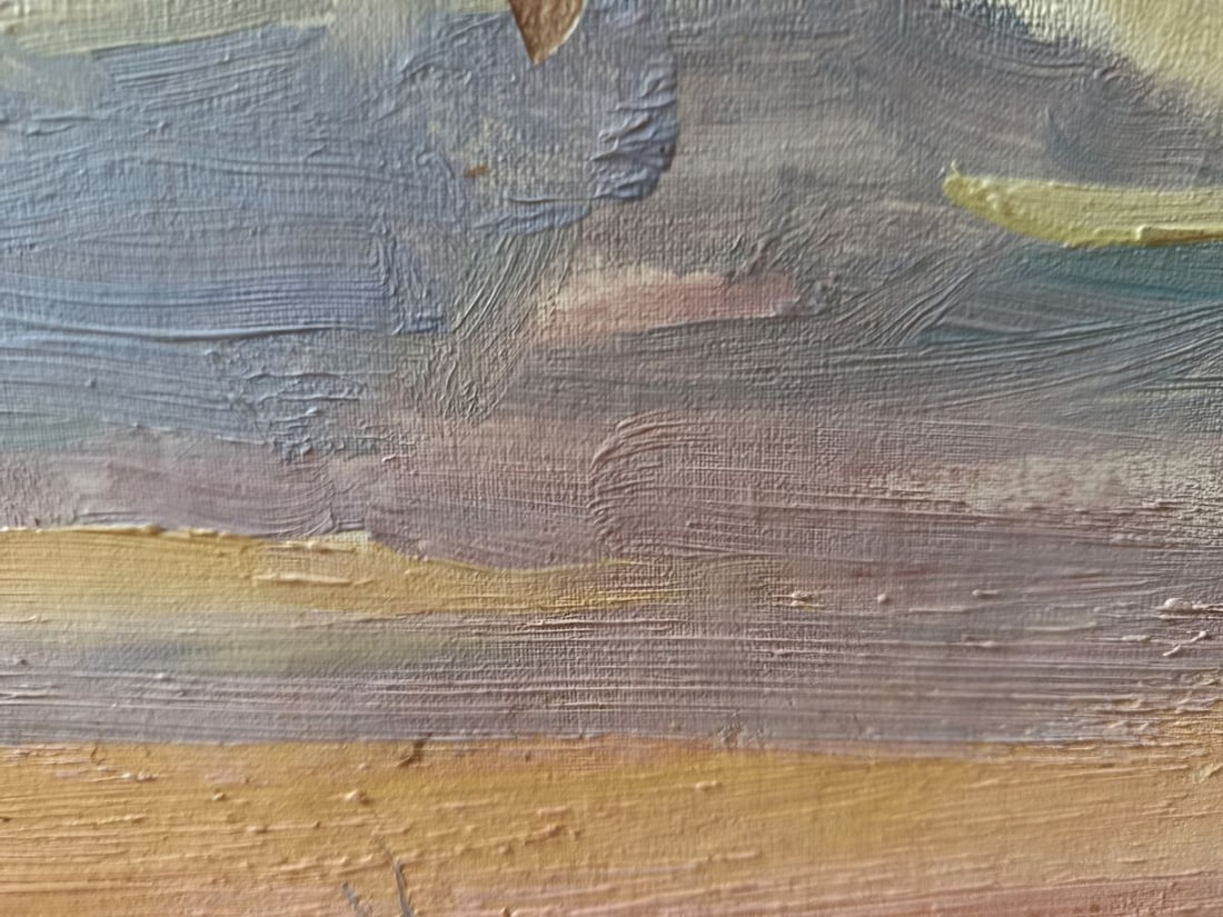 Oil painting Orange sunset over the sea Unknown artist - 5