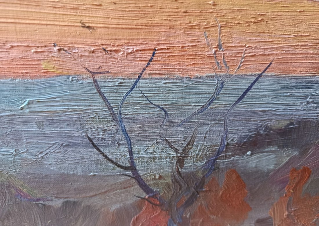 Oil painting Orange sunset over the sea Unknown artist - 6