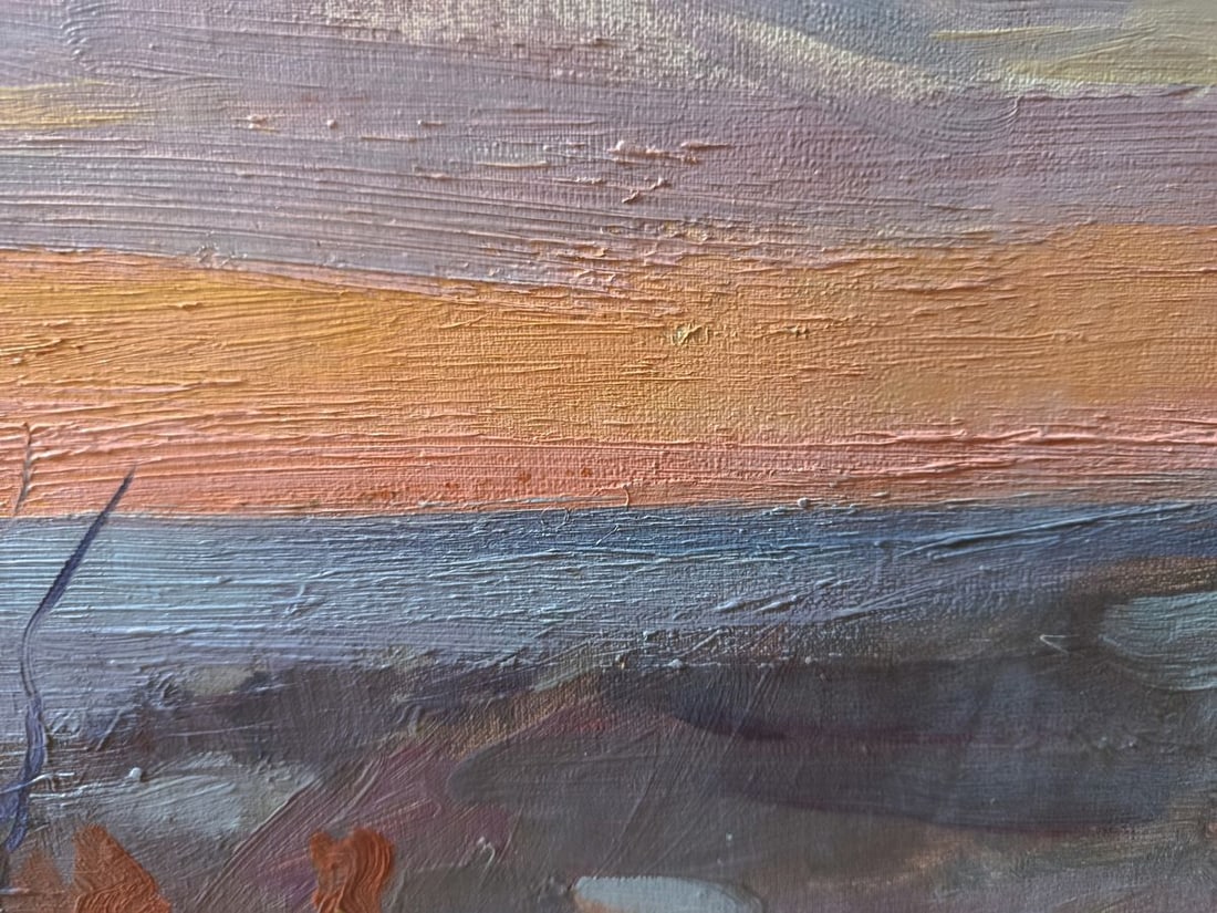 Oil painting Orange sunset over the sea Unknown artist - 7