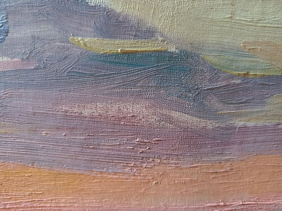 Oil painting Orange sunset over the sea Unknown artist - 8