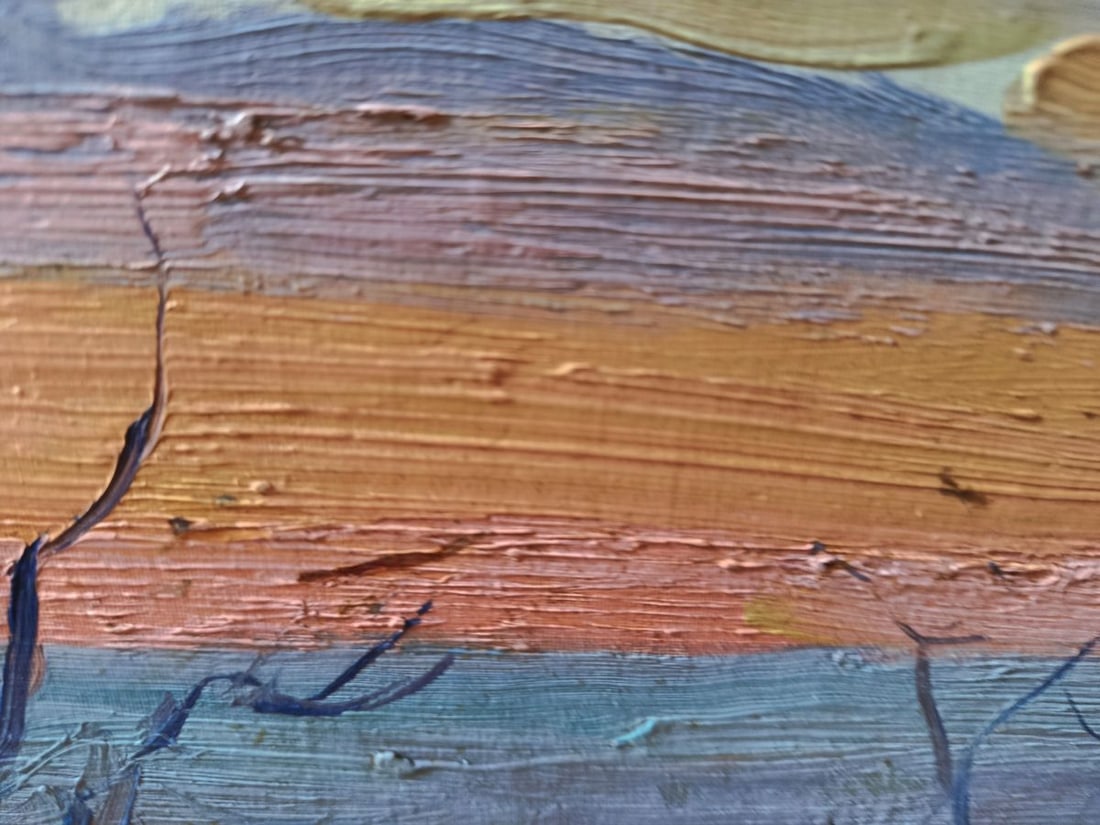 Oil painting Orange sunset over the sea Unknown artist - 9